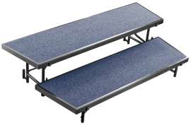 NPS - Blue Carpet 60" to 66"L x 36"W x 16"H 2 Level Standing Tapered Choral Riser