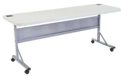 NPS - BPFT Series Speckled Gray Plastic 72"L x 24"D Flip-N-Store Training Table with Steel Frame