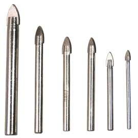 Chrome Plated Steel Glass & Tile Drill Bit Set, 6 Pieces