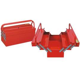 18"L x 8"W x 8"H Red Metal Tool Box with 5 Trays and Cantilever