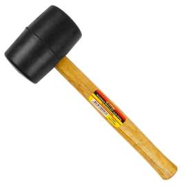 1 lb Solid Black Rubber Head Mallet with Wooden Handle