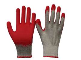 Large White Cotton String Knit Work Gloves with Red Latex Dip Palm, 10 Pairs/Pack, 30 Pack/Box