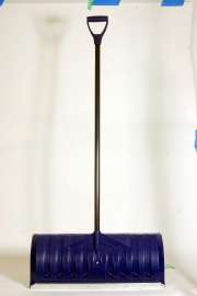 26" x 11" Navy Blue Poly Snow Push Shovel with 58" Length, 6/Case