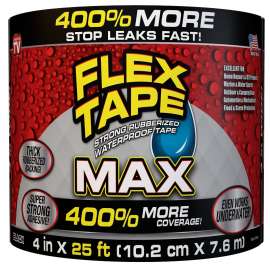 FLEX TAPE TFSMAXBLK04 Waterproof Tape, 25 ft L, 4 in W, Rubber Backing, Black