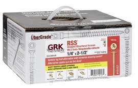 GRK Fasteners RSS 10157 Structural Screw, 1/4 in Thread, 2-1/2 in L, W-Cut Thread, Washer Head, Recessed Star Drive