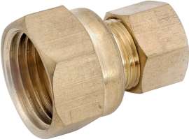 Anderson Metals 750066-0302 Tubing Coupling, 3/16 x 1/8 in Compression x FIP, 400 psi, Brass
