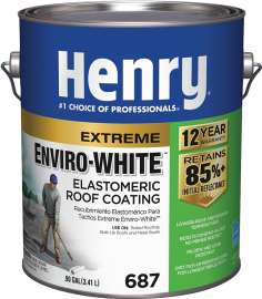 Henry HE687046 Elastomeric Roof Coating, White, 0.9 gal Can, Cream