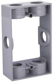 HUBBELL 5400-0 Extension Adapter, 5-1/4 in L, 3-1/2 in W, 1 -Gang, 6 -Knockout, Die-Cast Aluminum, Gray