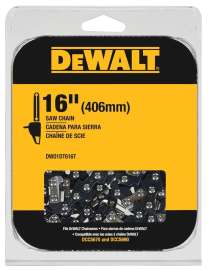 DeWALT DWO1DT616T Chainsaw Chain, 16 in L Bar, 0.043 in Gauge, 3/8 in TPI/Pitch