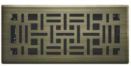 Imperial RG3450 Art and Craft Floor Register, 10 in L, 4 in W, Polystyrene/Steel, Vintage Brass