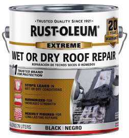 RUST-OLEUM 351237 Wet Roof Repair, Black, Liquid, 0.9 gal