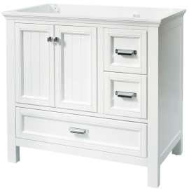 Foremost Brantley Series BAWV3622D Bathroom Vanity, 36 in W Cabinet, 21-1/2 in D Cabinet, 34 in H Cabinet, Wood, White