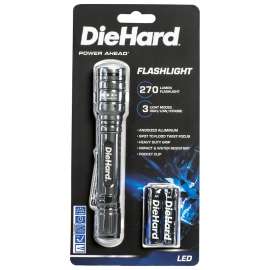 DieHard 41-6647 Flashlight, AA Battery, Alkaline Battery, 270 Lumens, Flood Beam, 100 m Beam Distance, Silver