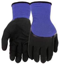 West Chester 93056/M Gloves, Men's, M, Elastic Knit Wrist Cuff, Nitrile Coating, Polyester Glove, Black/Blue