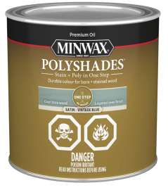 Minwax PolyShades CM2139444 Polyurethane Wood Stain, Satin, Vintage Blue, Liquid, 236 mL