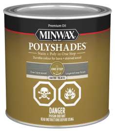 Minwax PolyShades CM6139844 Polyurethane Wood Stain, Satin, Slate, Liquid, 946 mL