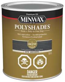 Minwax PolyShades CM6139944 Polyurethane Wood Stain, Satin, Aged Barrel, Liquid, 946 mL