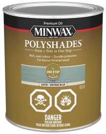 Minwax PolyShades CM6139444 Polyurethane Wood Stain, Satin, Vintage Blue, Liquid, 946 mL