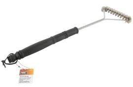 Omaha BBQ1011 Grill Brush, 6 in L Brush, Stainless Steel Bristle, Stainless Steel Bristle, Plastic Handle, 20-1/2 in L