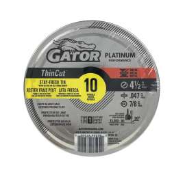 Gator 975010 Cut-Off Wheel, 4-1/2 in Dia, 0.047 in Thick, 7/8 in Arbor, Aluminum Oxide Abrasive