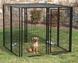 Stephens Pipe & Steel RSHBK11-11799 Dog Kennel with Sunblock Top, 5 ft OAL, 5 ft OAW, 4 ft OAH, Powder-Coated