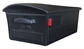 Gibraltar Mailboxes RSKB0000 Rural Mailbox, 1450 cu-in Capacity, Plastic, 13 in W, 21.6 in D, 9-1/2 in H, Black