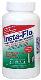 Insta-Flo IS-100 Drain Cleaner, Solid, White, Odorless, 1 lb Bottle