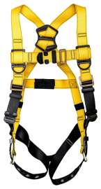 GUARDIAN FALL PROTECTION 1 Series 37002 Full Body Harness, XL/2XL, 130 to 420 lb, Polyester Webbing, Black/Yellow