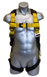 GUARDIAN FALL PROTECTION 3 Series 37110 Full Body Harness, XL/2XL, 130 to 420 lb, Polyester Webbing, Black/Yellow