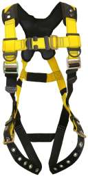GUARDIAN FALL PROTECTION 3 Series 37106 Full Body Harness, XL/2XL, 130 to 420 lb, Polyester Webbing, Black/Yellow