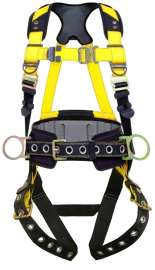 GUARDIAN FALL PROTECTION 3 Series 37193 Full Body Harness, M/L, 130 to 420 lb, Polyester Webbing, Black/Yellow