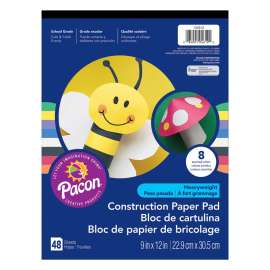 SunWorks Heavyweight Construction Paper Pad, 8 Assorted Colors, 9" x 12", 48 Sheets