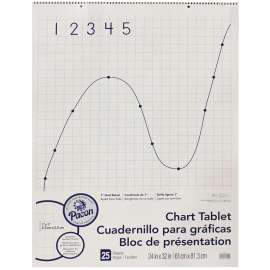 Grid Ruled Chart Tablet, Spiral Bound, 1" Grid, 24" x 32", 25 Sheets