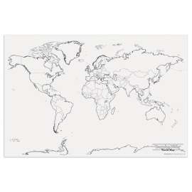 Learning Walls, World Map, 48" x 72", 1 Piece