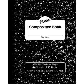 Composition Book, Black Marble, 3/8" Ruled w/Margin, 9-3/4" x 7-3/4", 60 Sheets