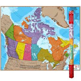 Hemispheres Laminated Map, Canada, 47" x 38"